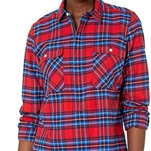 Plaid Quarter Zip Flannel Shirt J Crew Factory Size Medium